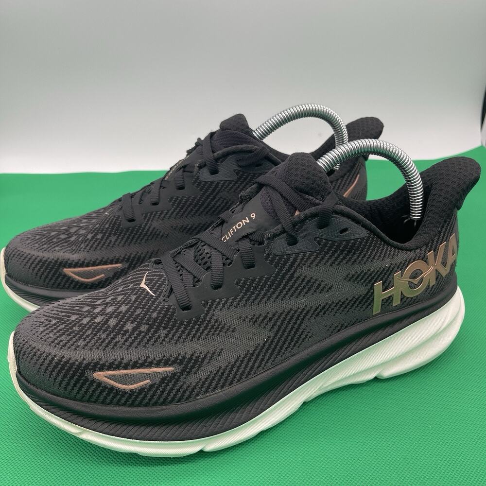 Hoka Clifton 9 Women's Running Shoes Size 9B Black Rose Gold 1127896BRGL Sneaker